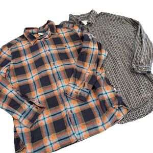 Carhartt + The North Face men’s 2XL flannel bundle plaid gray blue orange
